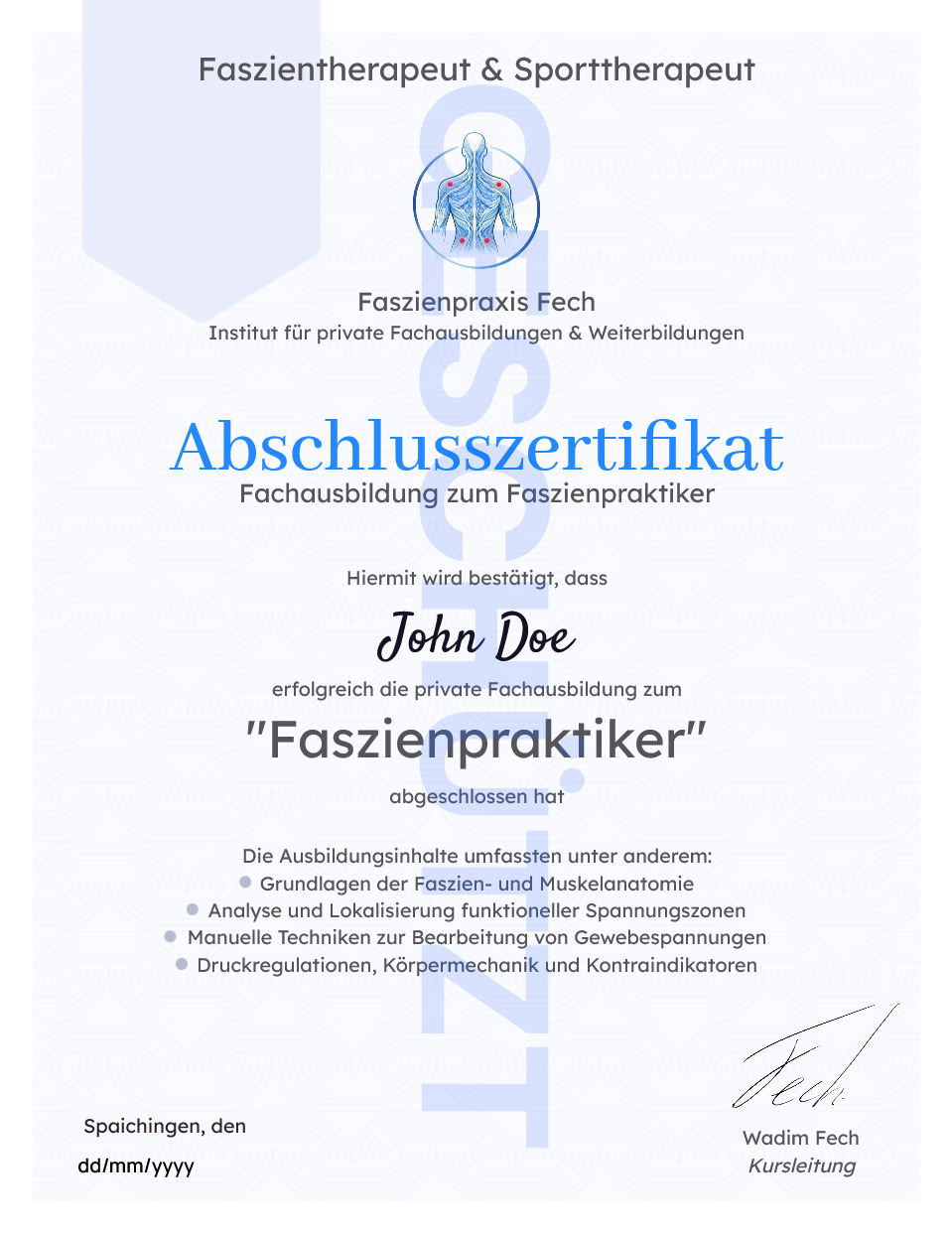Zertifikat Online-Fachausbildung
